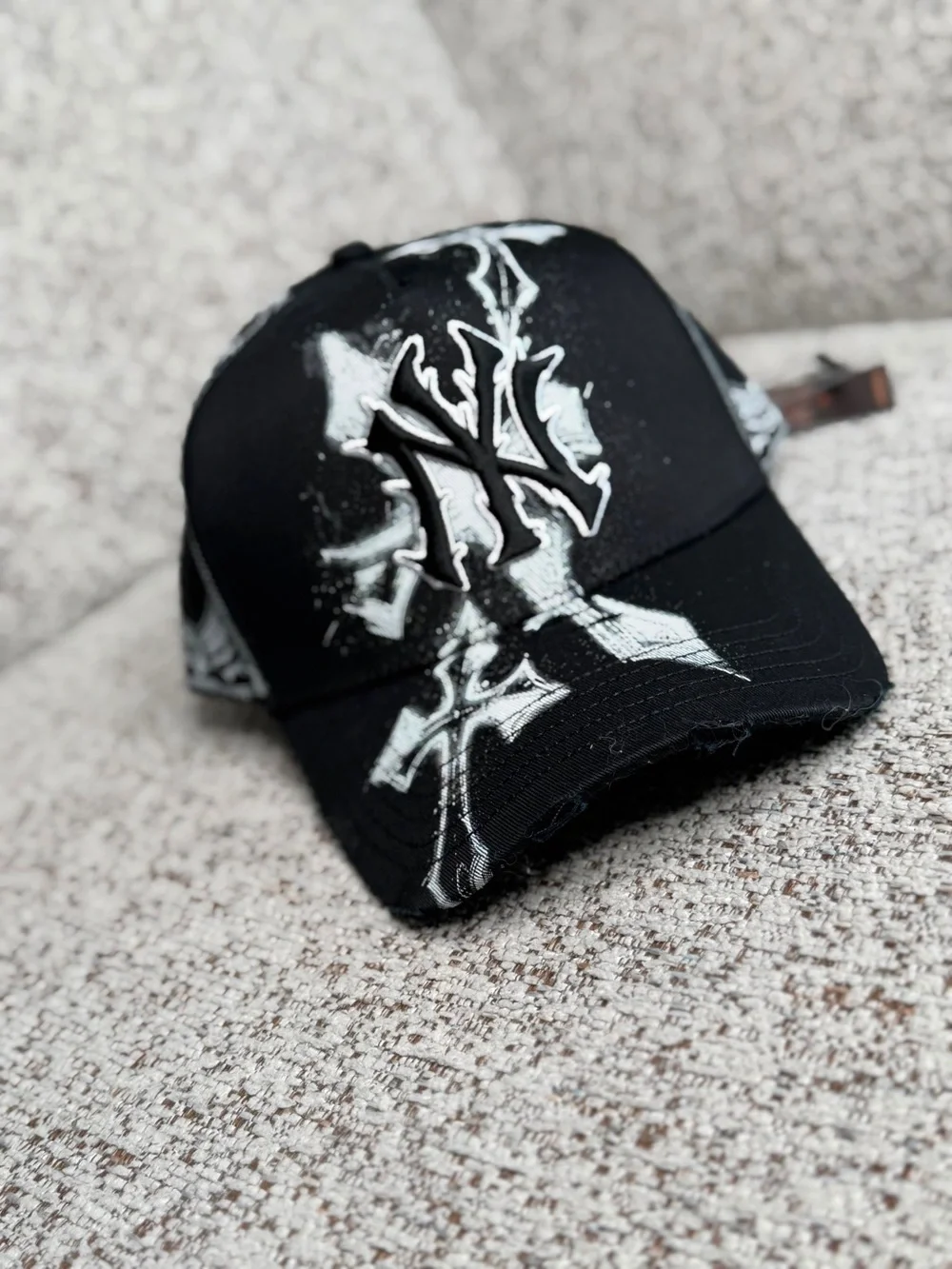 Black Distressed Baseball Cap